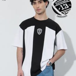 The Souled Store Multicolor Cotton Loose Fit Colour Block T-Shirt-image-50