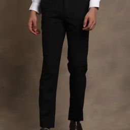 Turtle Black Narrow Fit Checks Trousers-image-33