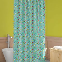 ArtzFolio Sea Green & Pink Printed Waterproof Shower Curtains-3