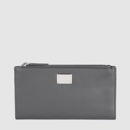 Van Heusen Women Grey Croc Textured Two Fold Wallet-8