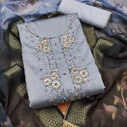 Blissta Beads And Stones Unstitched Dress Material-image-1