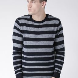 Club York Men Navy Blue Striped Pullover-image-100