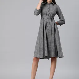 Cottinfab Shirt Dress with Tie-Up Detail-image-55