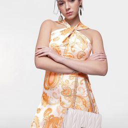 French Connection Ethnic Motifs Printed Halter Neck A-Line Midi Dress-image-121