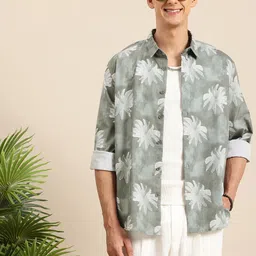 Mast & Harbour Men Slim Fit Floral Printed Casual Shirt-picture-41