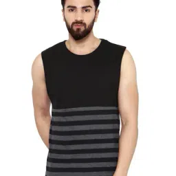 Hypernation Black & Grey Striped Sleeveless T-Shirt-picture-6