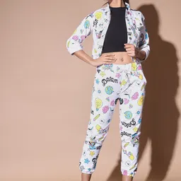 CORSICA Printed Shirt Collar Coat With Joggers Co-Ords-image-98
