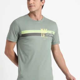 Wildcraft Sage Green Cotton Regular Fit Printed T-Shirt-image-58