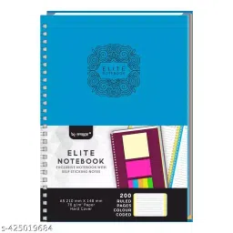 Pragya Elite Collection A5 Ruled Notebook with Sticky Notes 70 GSM 200 Pages with Hard Cover 14.8x21 cm-79