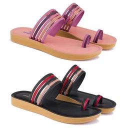 BERSACHE Women Pack Of 2 Extra Soft One Toe Flats-image-9