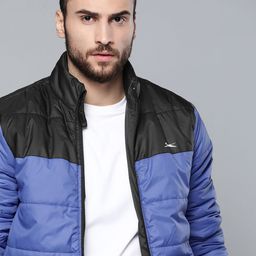 Slazenger Men Blue & Black Colourblocked Padded Jacket-image-39
