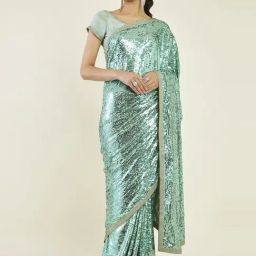 Soch Sap Green Embellished Saree With Unstitched Blouse-picture-15
