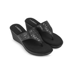 Lazera Embellished Platform Sandals with Laser Cuts-12