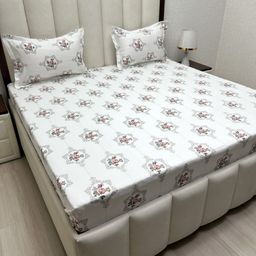 Pure Decor Royal Passion White Printed Pure Cotton 400 TC Queen Bedsheet Set 2.28m x 2.54m-image-99
