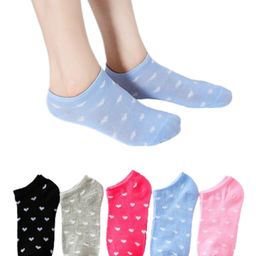 MOMISY Low Ankle Length Socks Anti Skid Heart Design Pack of 5 -Multicolor-21