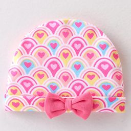 Babyhug 100% Cotton Interlock Knit Cap Heart Print - Pink-picture-26