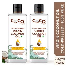 Coco Crush Cold-Pressed Virgin Coconut Oil, 100% Pure & Natural Pack of 2 - 200ml each (400 ml)-image-94