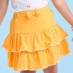 Babyhug Single Jersey Knit Mid Thigh LengthSkirts with Polka Dot Print -Yellow-image-93