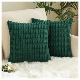 MOMISY Corduroy Cushion Throw Pillow Covers  (Green, 2)-image-87
