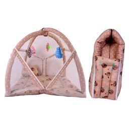 Babytoons Combo of Bedding Set 3 in 1 Carry Bag and Play Gym Mattress Sleeping Bags (Brown, 0-12 Months)-5