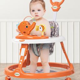 Baybee 2 in 1 Minto Baby Walker for Kids with Push Handle, Kids Walker with 2 Height Adjustable, Footmat & Musical Toy Bar | Activity Walker for Baby (Orange)-3