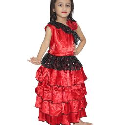 Kaku Fancy Dress Spanish Dress  Global Ethnic Theme Costume Set - Red & Black-image-3