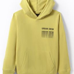 Doreme Lycra Knit Full SleevesHooded Sweatshirt With Text Print - Yellow-image-91