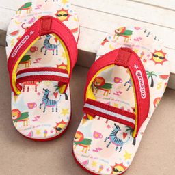 Cute Walk by Babyhug Flip Flops with Backstrap Closure & Animal Print - Red-picture-17