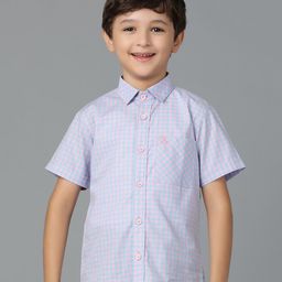 Tales & Stories Cotton Half Sleeves Checked Shirt - Blue-image-56