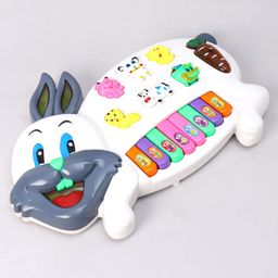 House of kids Rabbit Shaped Musical Piano with3 Interactive Modes Animal Sounds Flashing Lights & Wonderful Music - White-23