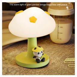YAMAMA PoPo Panda Soft Silicone Bedside Table Lamp LED Animal Night Light Kawaii Light Up USB Rechargeable Panda Touch Light - Multicolor-2