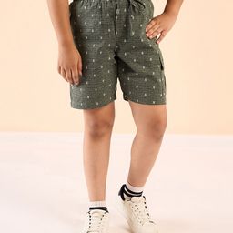 Stylo Bug Cotton Abstract Printed Shorts - Grey-image-3
