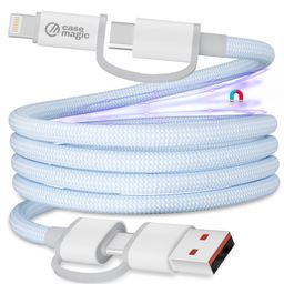case-magic 4-in-1 Magnetic Coiled USB-A, Type-C & Lightning Cable| 65W/3A PD Fast Charging - White-26