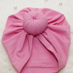 BABY Charm Cotton Solid Turban Head Wrap Doughnut Cap - Baby Pink-image-21