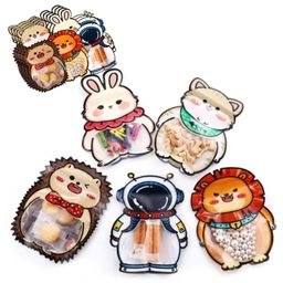 Birthday Popper Animal-Astronaut Ziplock Standy Pouches as Birthday Return Gifts - Set of 25 | Cartoon Design Gift Bags for Kids | Reusable Waterproof Design Food-Grade Gift Wraps for Picnics & Treats-3