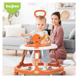 Baybee 2 in 1 Minto Baby Walker for Kids with Push Handle, Kids Walker with 2 Height Adjustable, Footmat & Musical Toy Bar | Activity Walker for Baby (Orange) image 2