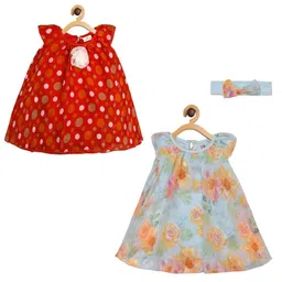 Creative Kids Polka Dot Print Georgette A-Line Dress-image-76
