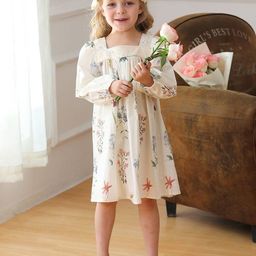 LULU & SKY Floral Print Flutter Sleeve A-Line Dress-41