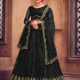 Warthy Ent Embroidered Beads and Stones Semi-Stitched Lehenga & Unstitched Blouse With Dupatta-image-77