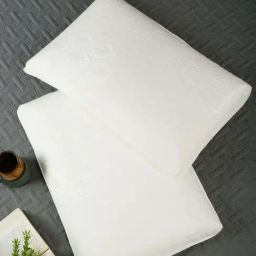 HOSTA HOMES Cream Cotton Bamboo Fabric Memory Foam Medicated Pillow - Set of 2-10
