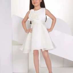 Peppermint Girls Cream Solid Dress-picture-22