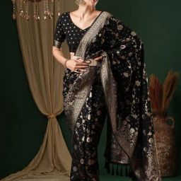 Saree Mall Black Woven Sarees With Unstitched Blouse-picture-16