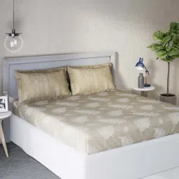 DDECOR - Ferns  100% Cotton Double Bedsheet with 2 Pillow Covers, Brown-image-41