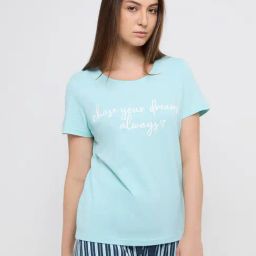 Wunderlove by Westside Light Blue Text Design Cotton Top-image-55