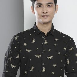 The Indian Garage Co Men Black Regular Fit Conversational Opaque Printed Casual Shirt-image-70
