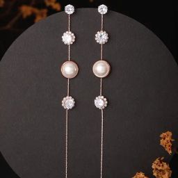Aatmana Rose Gold-Toned Contemporary Drop Earrings-6