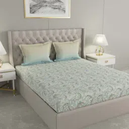 GMF Green Cotton 144 TC Bed Sheet Set-image-72