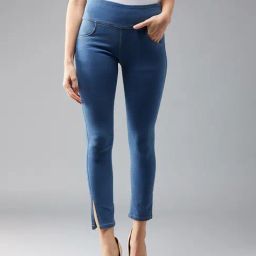 DOLCE CRUDO Blue High Rise Denim Jeggings-image-43