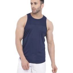 Chkokko Navy Cotton Regular Fit Sports T-Shirt-image-54