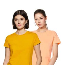COLOR CAPITAL Mustard & Peach Regular Fit T-Shirt (Pack Of 2)-image-67